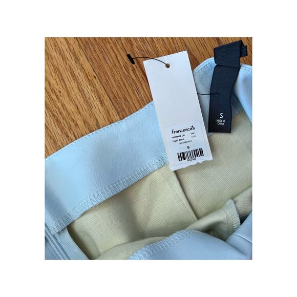 Francesca's Faux Leather Powder Blue Mini Skirt Zip Closure Small New - Picture 5 of 8